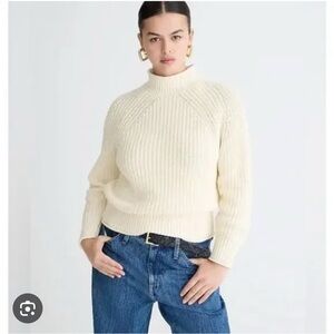 J. Crew Ivory Cotton Turtleneck Sweater